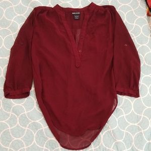 Sheer maroon tunic top